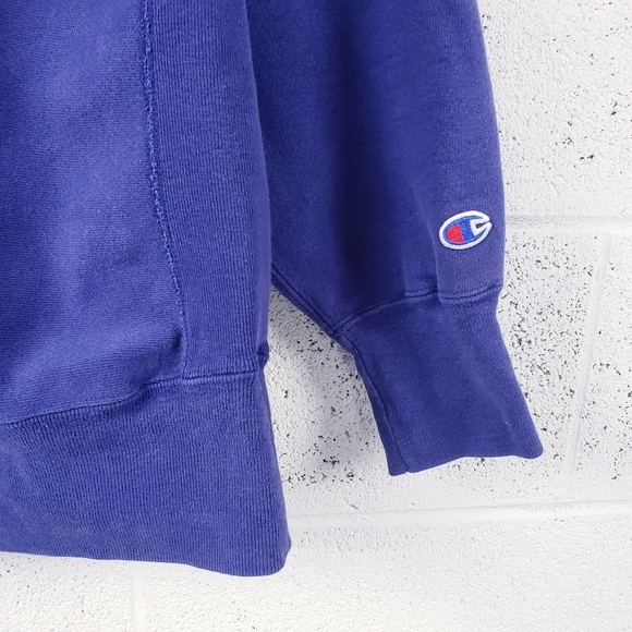 Vintage 90s Champion Reverse Weave Sweatshirt Crewneck Size L Blue Purple - Picture 4 of 8